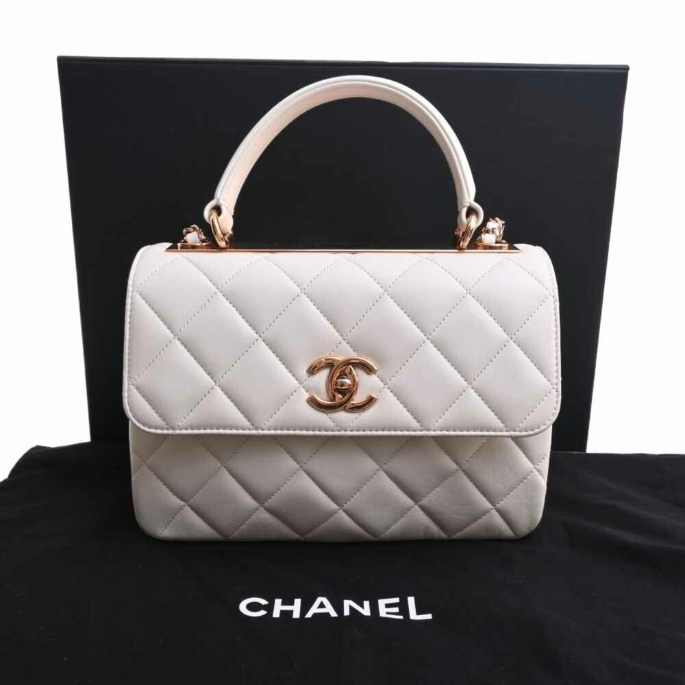 CHANEL Chanel lambskin matelasse here mark trendy CC chain handbag white ladies - Picture 3 of 10